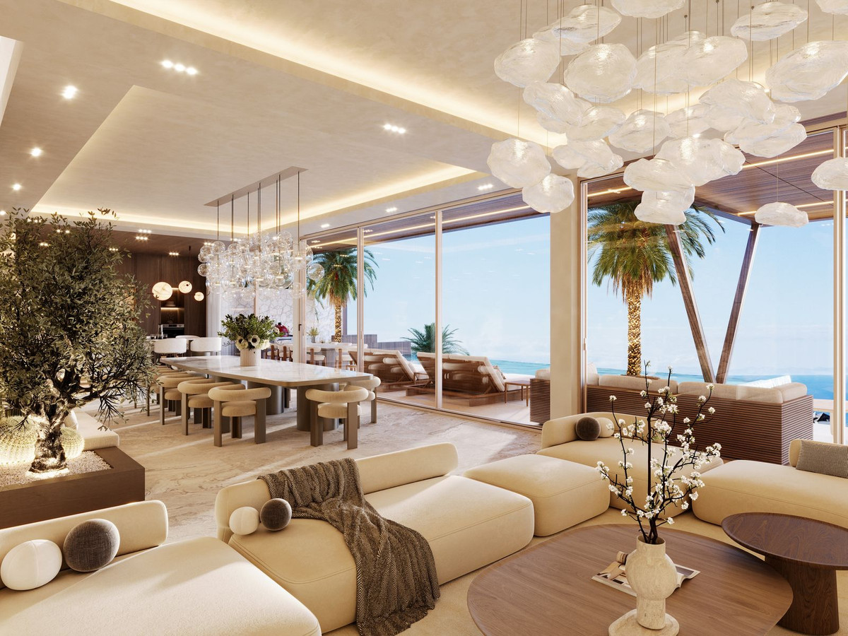 Luxury living room with sea views — Marbella, Costa del Sol